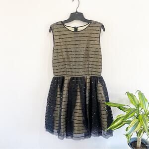 RED Valentino | Special Occasion Sequence Mesh Tule Mini Dress in Black & Nude